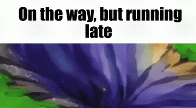 Purple Flower Saying On The Way But Running Late GIF