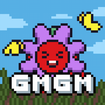 Purple Flower With Red Face Saying Gmgm GIF