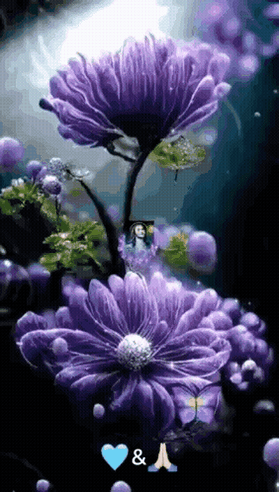 Purple Flower With Woman In Hat GIF