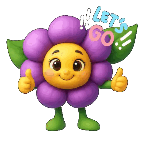 Purple Flower With Yellow Face Thumbs Up Sticker