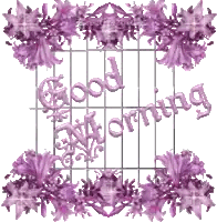 Purple Flowers Good Morning Sticker