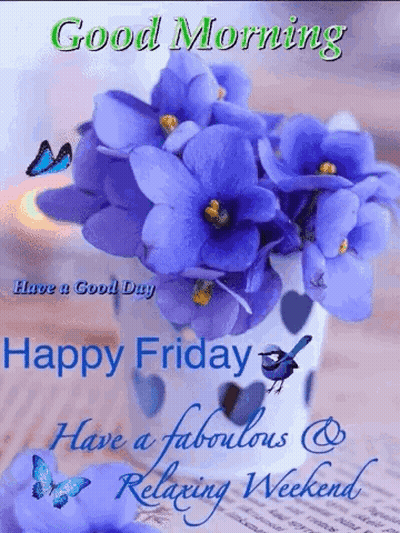 Purple Flowers Good Morning Happy Friday GIF