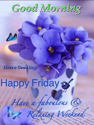 Purple Flowers Good Morning Have A Good Day GIF
