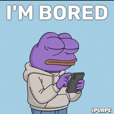 Purple Frog Holding Cell Phone Saying I'm Bored GIF