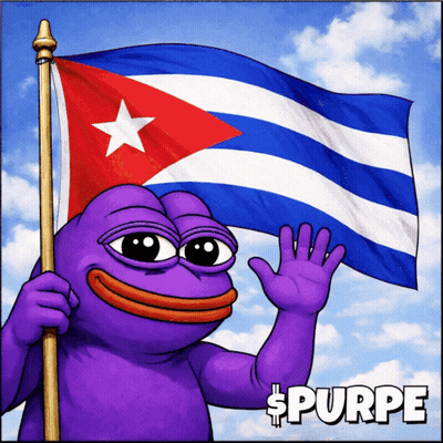 Purple Frog Holding Cuban Flag GIF