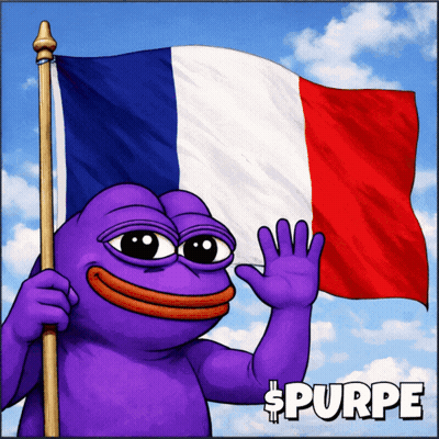 Purple Frog Holding French Flag Saying Purpe GIF