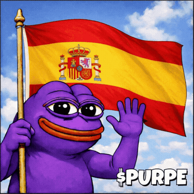 Purple Frog Holding Spanish Flag With Purpe GIF