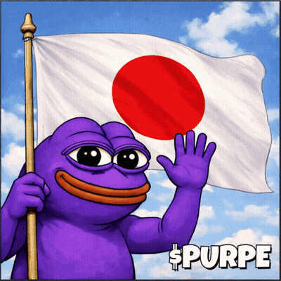 Purple Frog Holding White Flag With Red Circle GIF