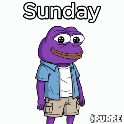 Purple Frog In Blue Shirt And Khaki Shorts Saying Sunday GIF