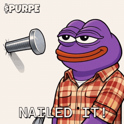 Purple Frog In Plaid Shirt Holding Knife Next To Nail GIF