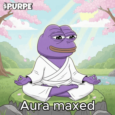 Purple Frog in White Robe Meditating Aura Maxed