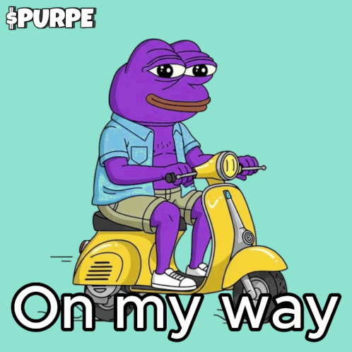 Purple Frog Riding Yellow Scooter GIF
