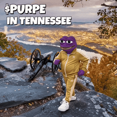 Purple Frog Standing On Rock In Front Of Cannon Saying Spurpe In Tennessee GIF