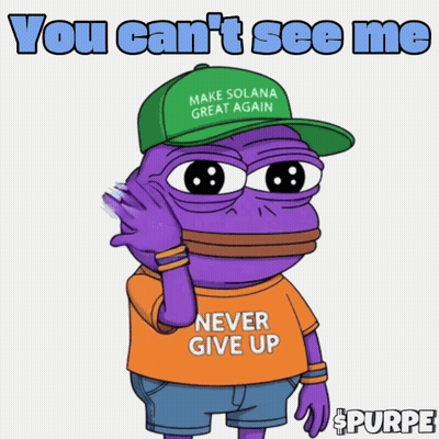 Purple Frog Wearing Hat Saying Make Solana Great Again GIF