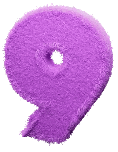 Purple Furry Number 9 Sticker