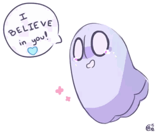 Purple Ghost Saying I Believe In You Sticker