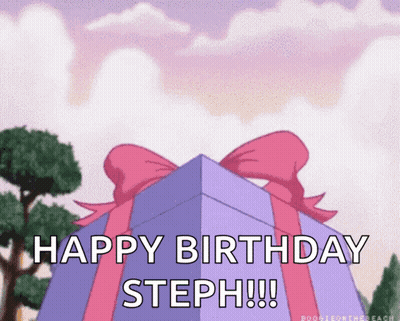 Purple Gift Box With Pink Bow Happy Birthday Steph GIF