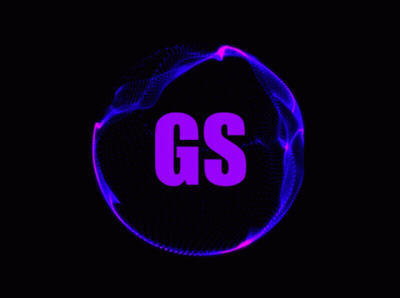Purple GS Logo Surrounded By Purple Particles GIF