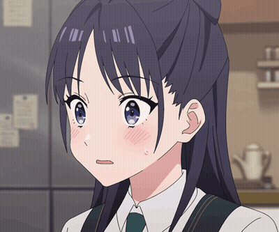 Purple Hair Blue Eyes Girl White Shirt Green Tie GIF