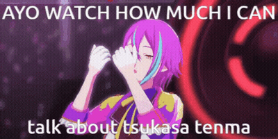 Purple Hair Blue Stripes Girl Talking Tsukasa Tenma GIF