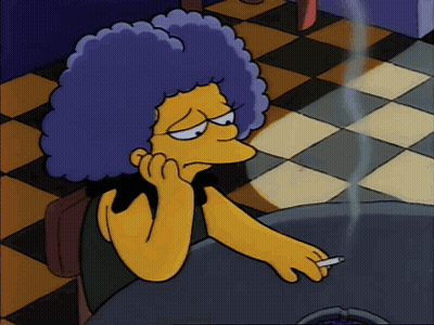 Purple Hair Cartoon Character With Cigarette GIF