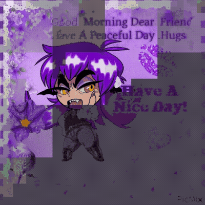 Purple Hair Cartoon Says Good Morning Dear Friend GIF