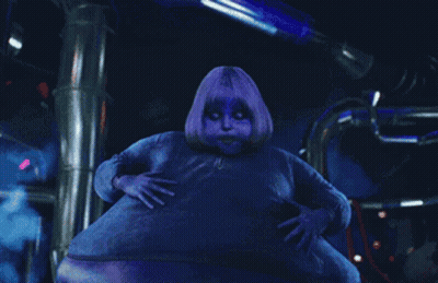 Purple Hair Girl Dark Room Hands On Hips GIF