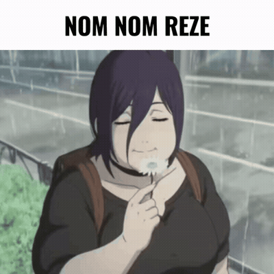 Purple Hair Girl Eating Dandelion Nom Nom Reze GIF