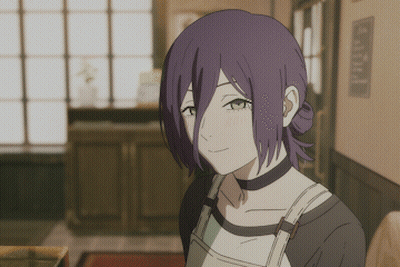 Purple Hair Girl In Apron And Choker GIF