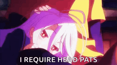 Purple Hair Girl Laying Down I Require Head Pats GIF