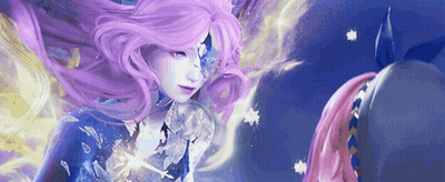 Purple Hair Girl Next To Pink Hair Girl GIF