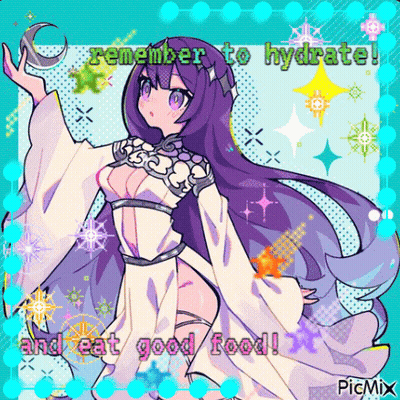 Purple Hair Girl Remember To Hydrate And Eat Good Food GIF