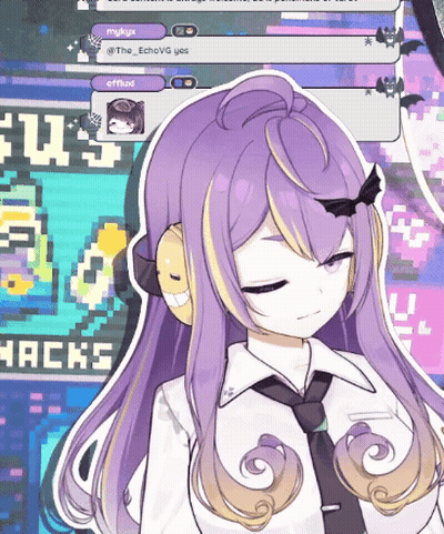 Purple Hair Girl With Headphones Saying Hacks GIF