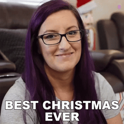 Purple Hair Glasses Woman Smiling Best Christmas Ever GIF