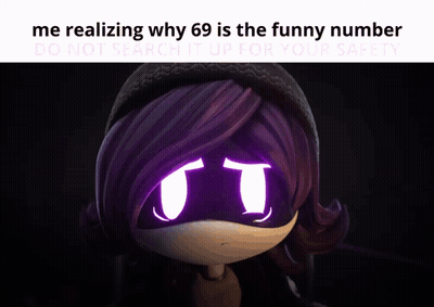 Purple Hair Glowing Eyes Realizing Why 69 Is Funny GIF