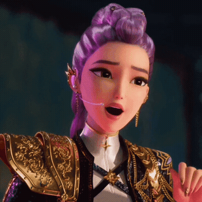 Purple Hair Gold Armor Surprised Cartoon GIF