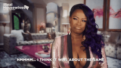 Purple Hair Woman Saying I Think It Was About The Same GIF