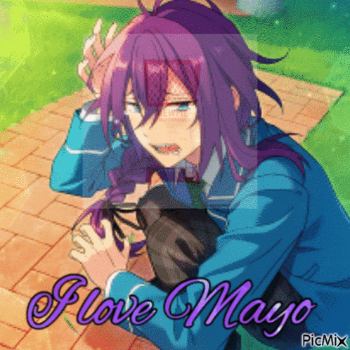 Purple Haired Anime Character I Love Mayo GIF