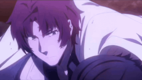 Purple Haired Anime Character In White Shirt And Tie GIF
