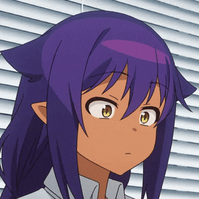 Purple Haired Anime Character With Yellow Eyes GIF