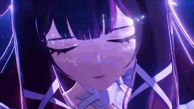 Purple Haired Anime Girl Eyes Closed GIF