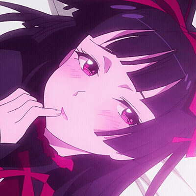 Purple Haired Anime Girl With Pink Eyes GIF