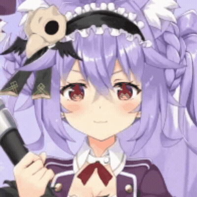 Purple Haired Anime Girl With Skull GIF