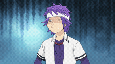 Purple-Haired Cartoon Character With Head Bandage GIF