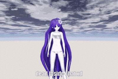 Purple Haired Cartoon Saying Dead Inside Chat XD GIF