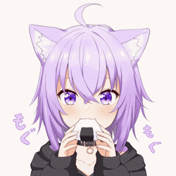 Purple Haired Cat Girl Eating Anime GIF
