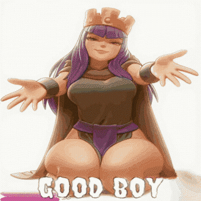 Purple-Haired Crown Girl Says Good Boy Arms Outstretched GIF