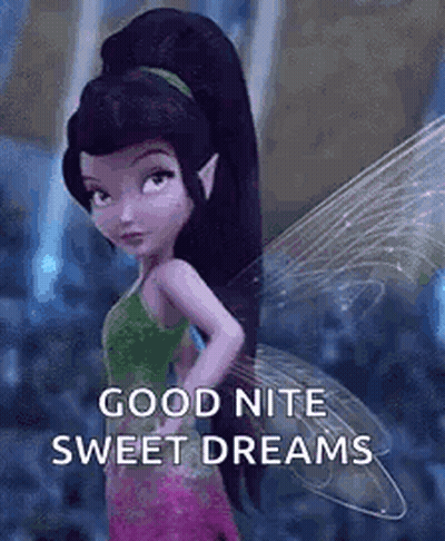 Purple-Haired Fairy Saying Good Night Sweet Dreams GIF