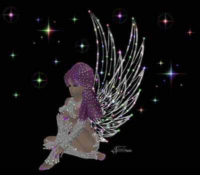 Purple Haired Fairy Surrounded By Stars Saying Jordan GIF