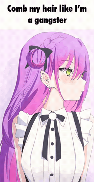 Purple-Haired Girl Comb My Hair Like A Gangster GIF
